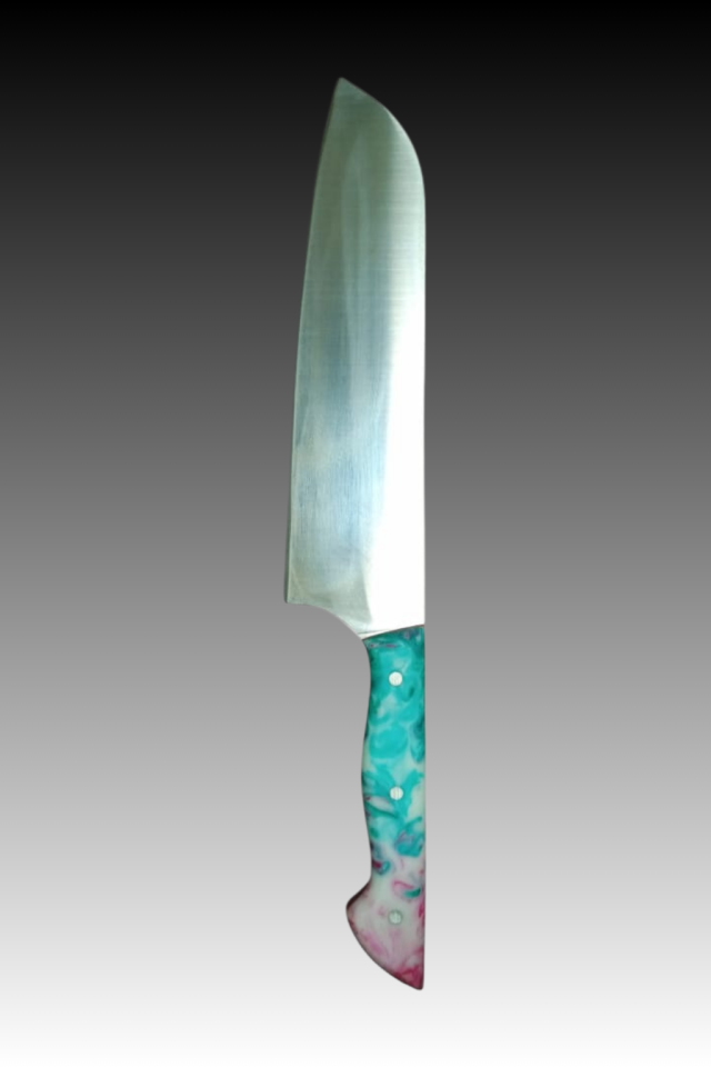 Yeşil Kırmızı Santoku Epoksi Saplı Şef Bıçağı